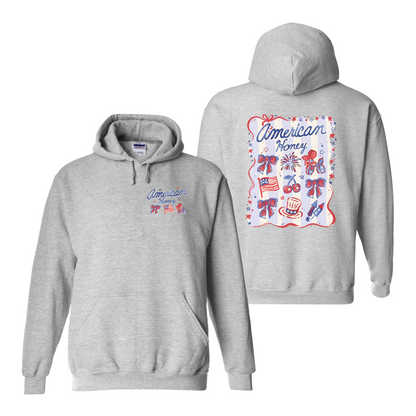 4th of July Hoodie, American Honey Coquette Hoodie, Girly Independence Day USA Hoodie