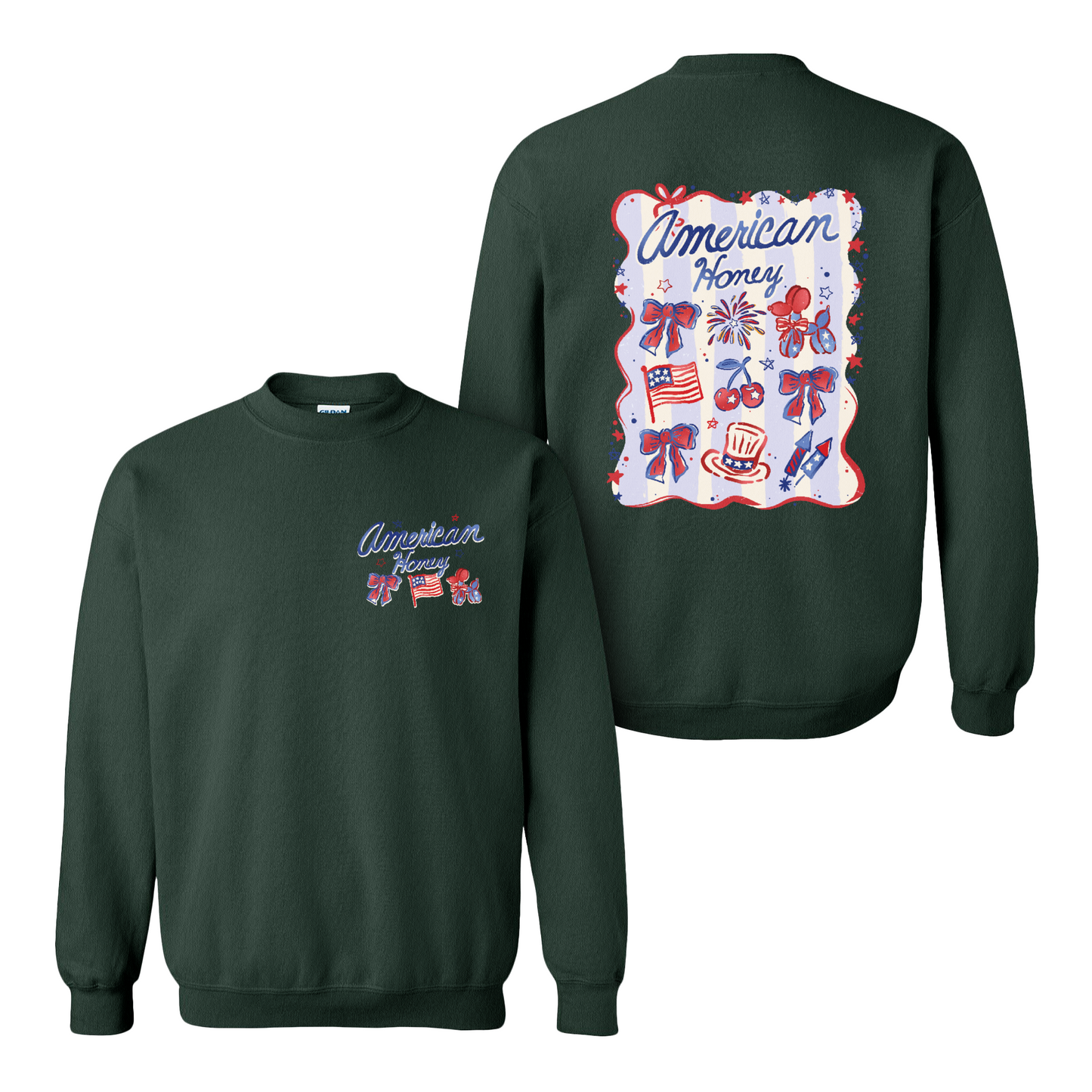 4th of July Sweatshirt, American Honey Coquette Sweatshirt, Girly Independence Day USA Sweatshirt