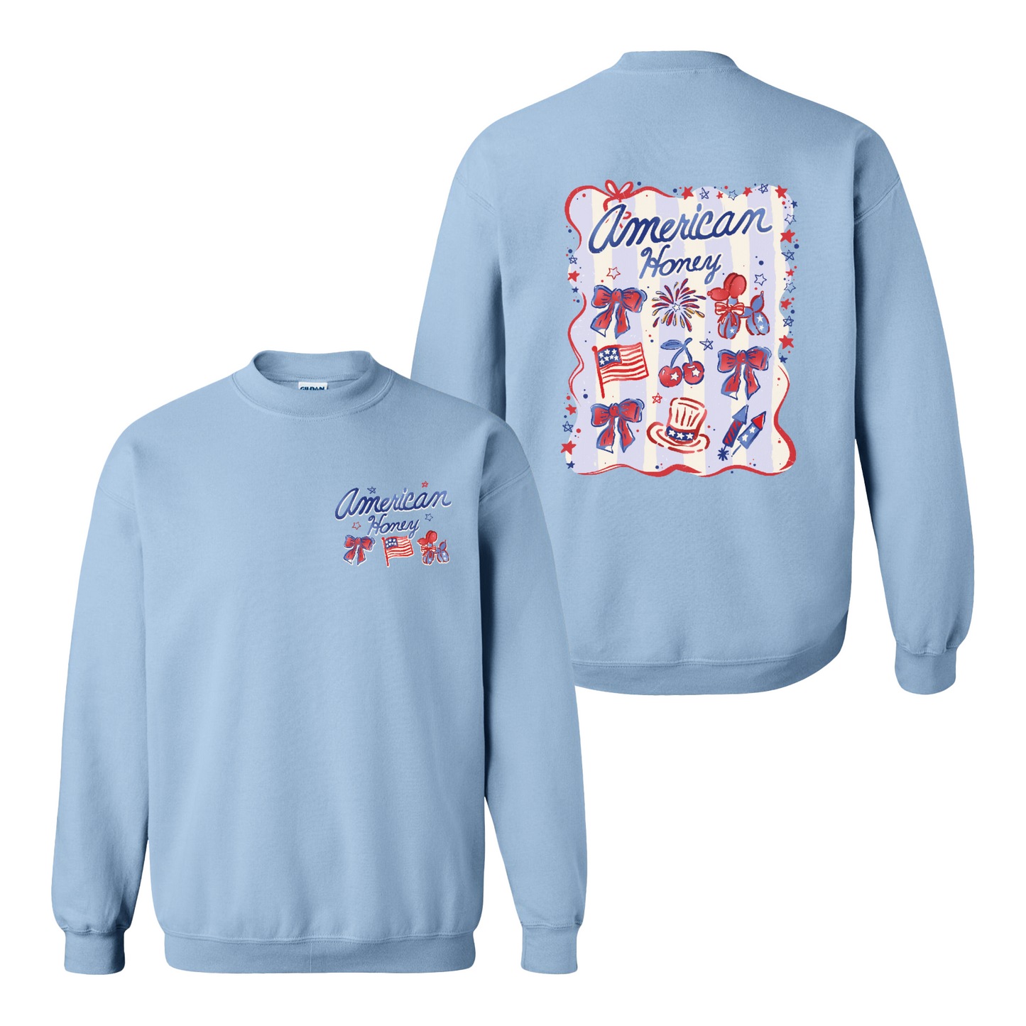 4th of July Sweatshirt, American Honey Coquette Sweatshirt, Girly Independence Day USA Sweatshirt