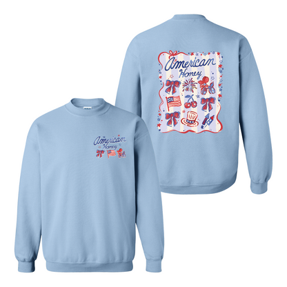 4th of July Sweatshirt, American Honey Coquette Sweatshirt, Girly Independence Day USA Sweatshirt