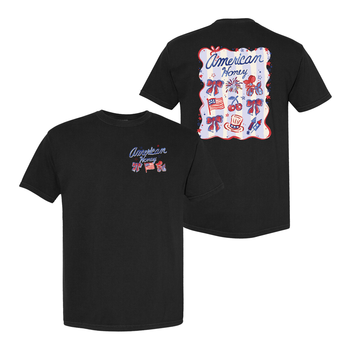 4th of July Comfort Color Shirt, American Honey Coquette Shirt, Girly Independence Day USA Shirt