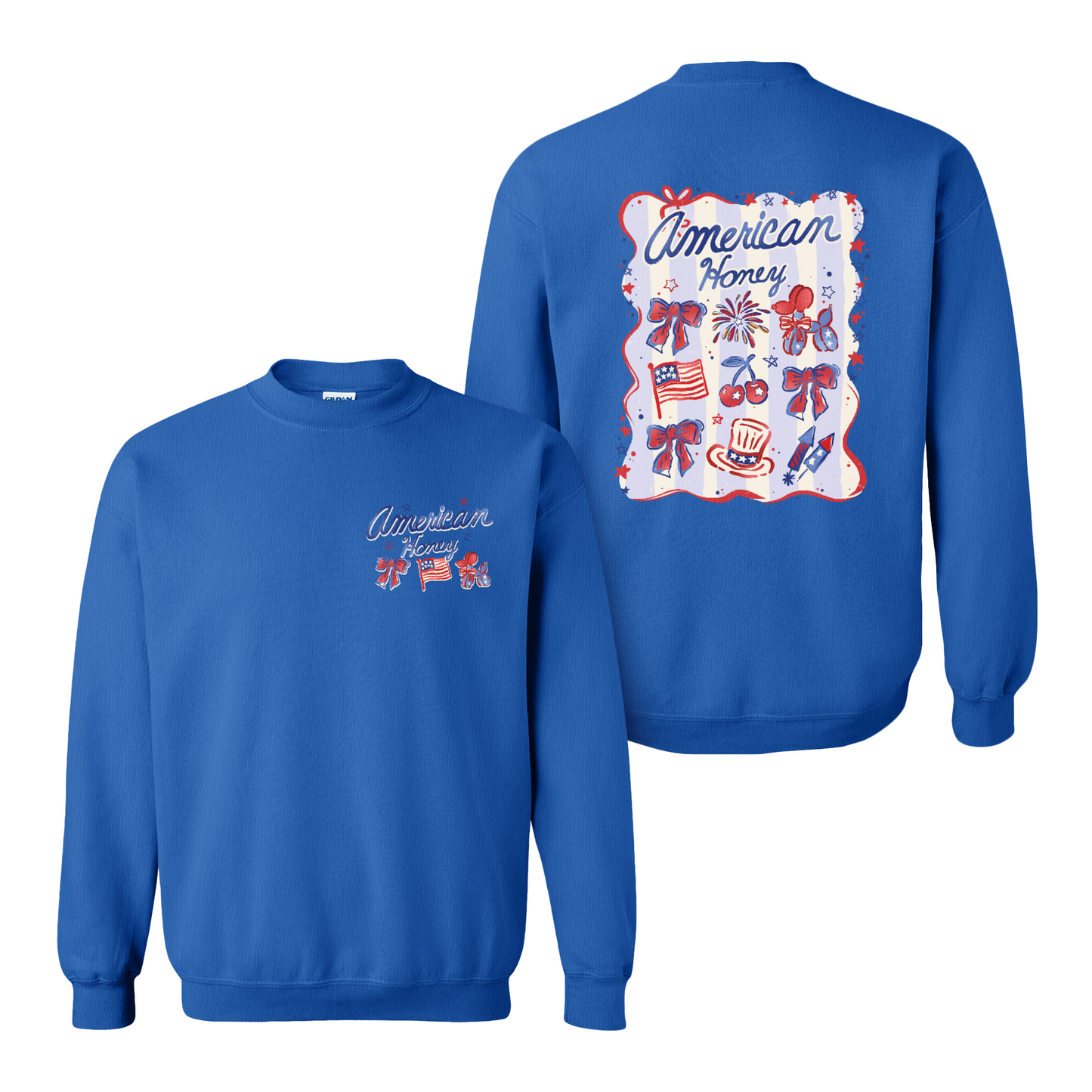 4th of July Sweatshirt, American Honey Coquette Sweatshirt, Girly Independence Day USA Sweatshirt