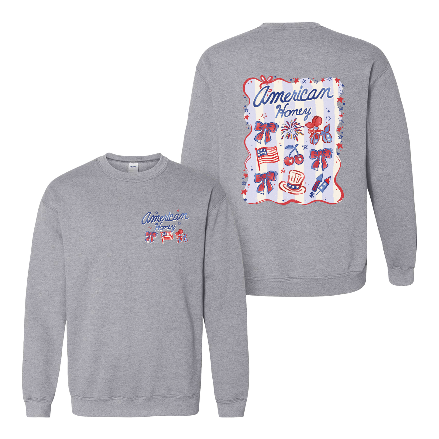 4th of July Sweatshirt, American Honey Coquette Sweatshirt, Girly Independence Day USA Sweatshirt