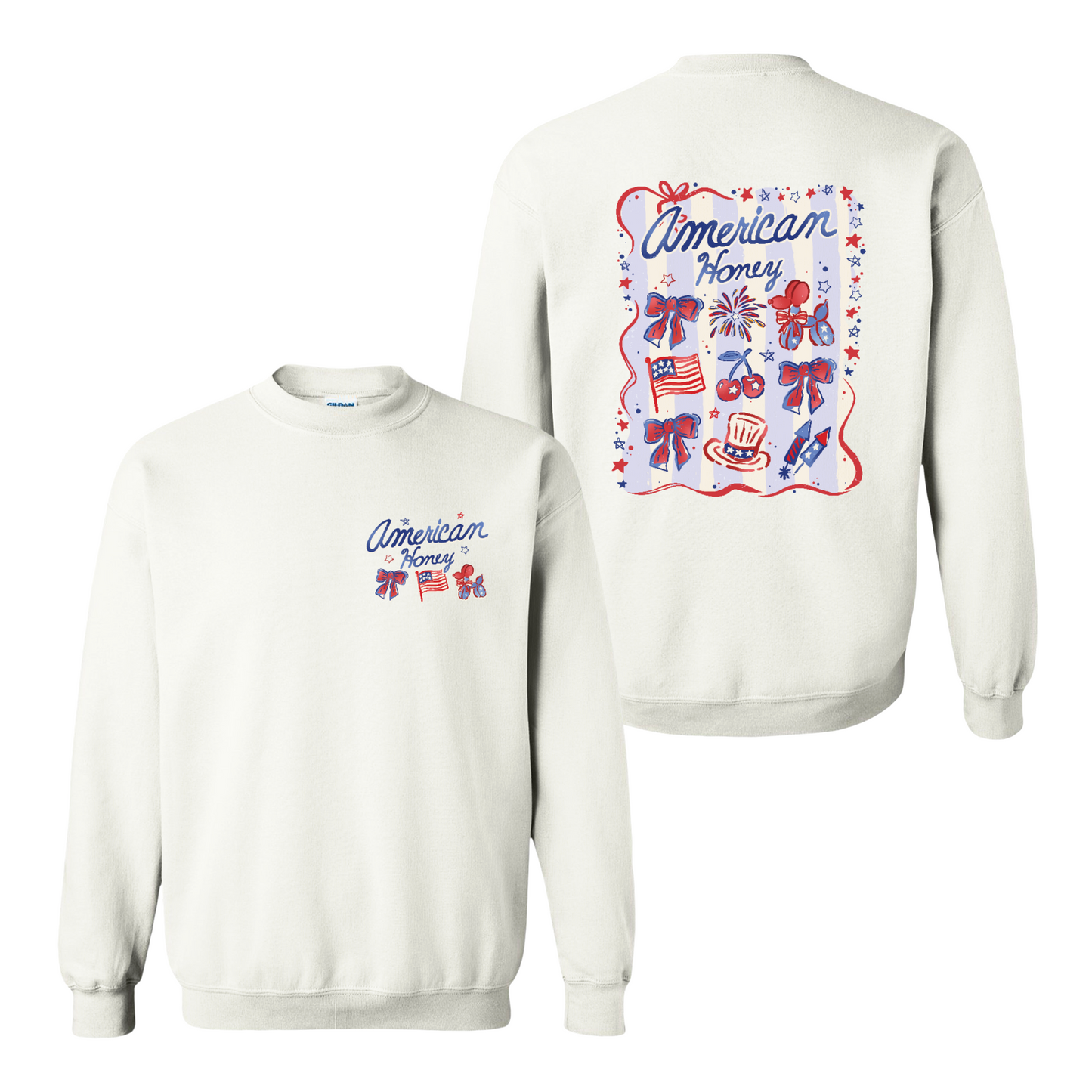 4th of July Sweatshirt, American Honey Coquette Sweatshirt, Girly Independence Day USA Sweatshirt
