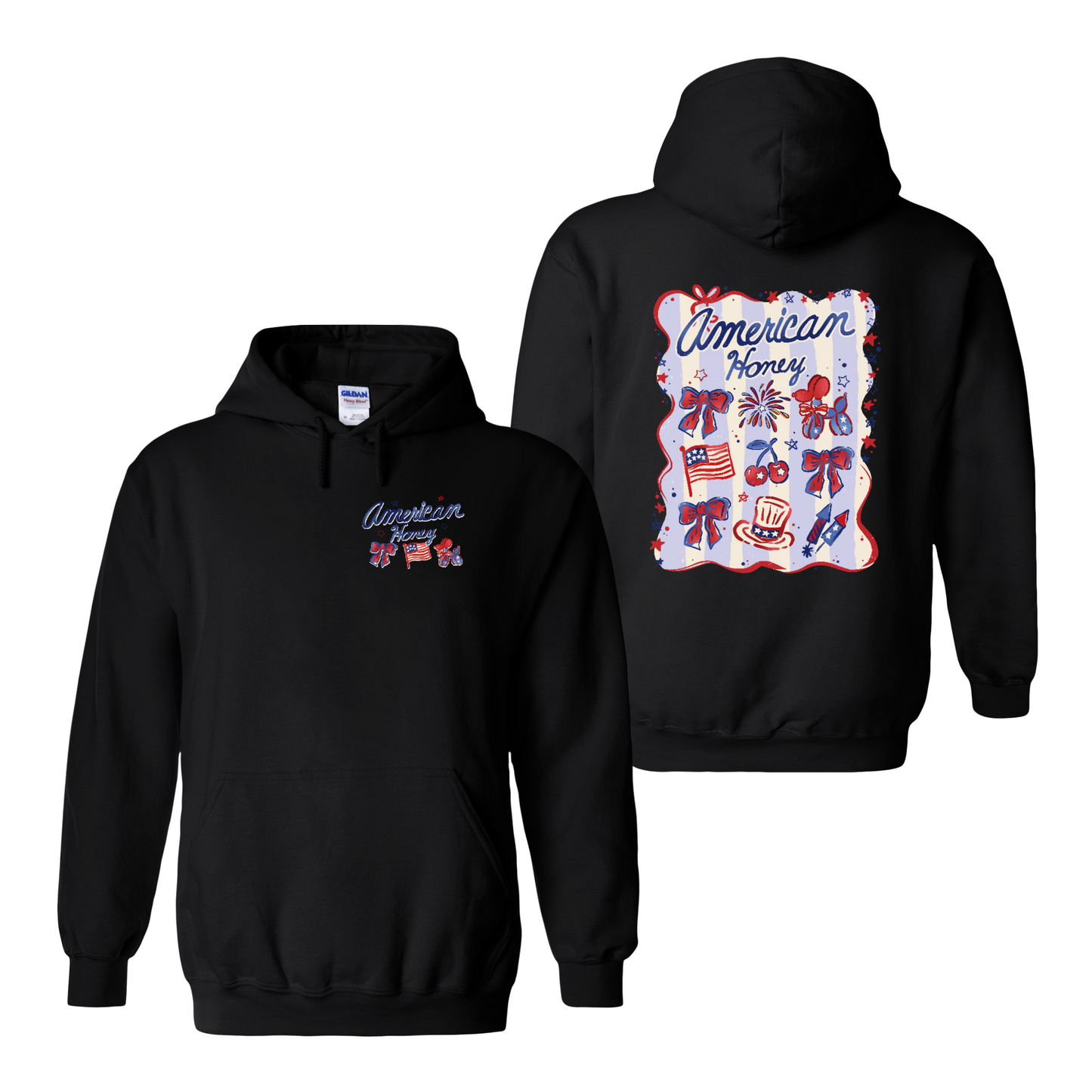 4th of July Hoodie, American Honey Coquette Hoodie, Girly Independence Day USA Hoodie