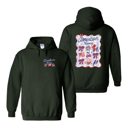 4th of July Hoodie, American Honey Coquette Hoodie, Girly Independence Day USA Hoodie