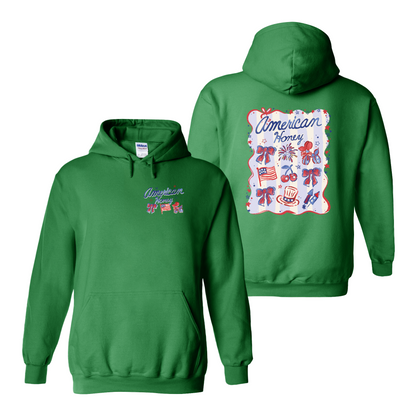 4th of July Hoodie, American Honey Coquette Hoodie, Girly Independence Day USA Hoodie