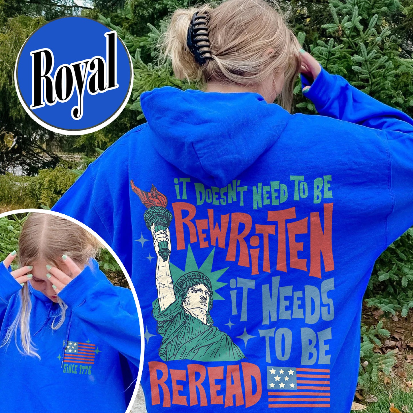 4th of July Hoodie, It Doesn’t To Be Rewritten It Needs To Be Reread Hoodie, Vintage 1776 USA Hoodie