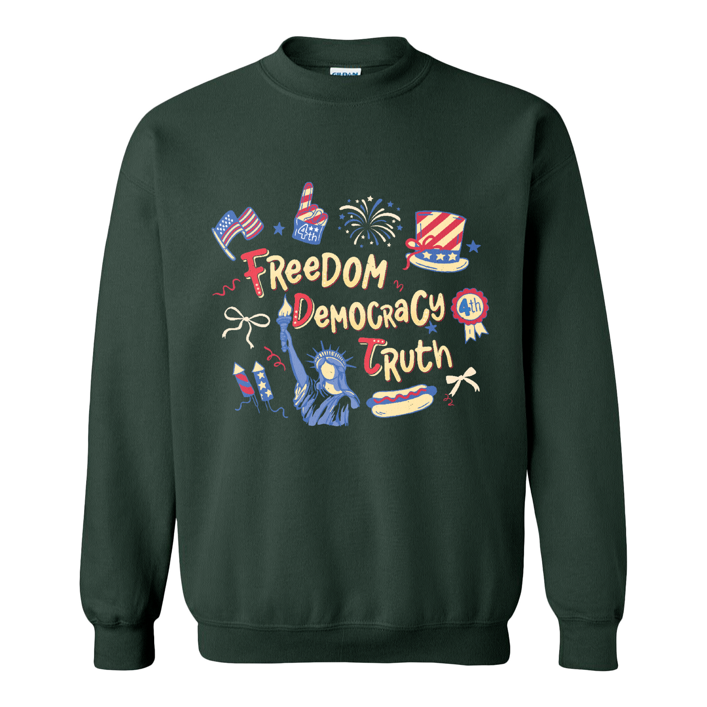 4th of July Sweatshirt, Patriotic Subtle 4th of July FDT Sweatshirt, Freedom Democracy Truth Sweatshirt