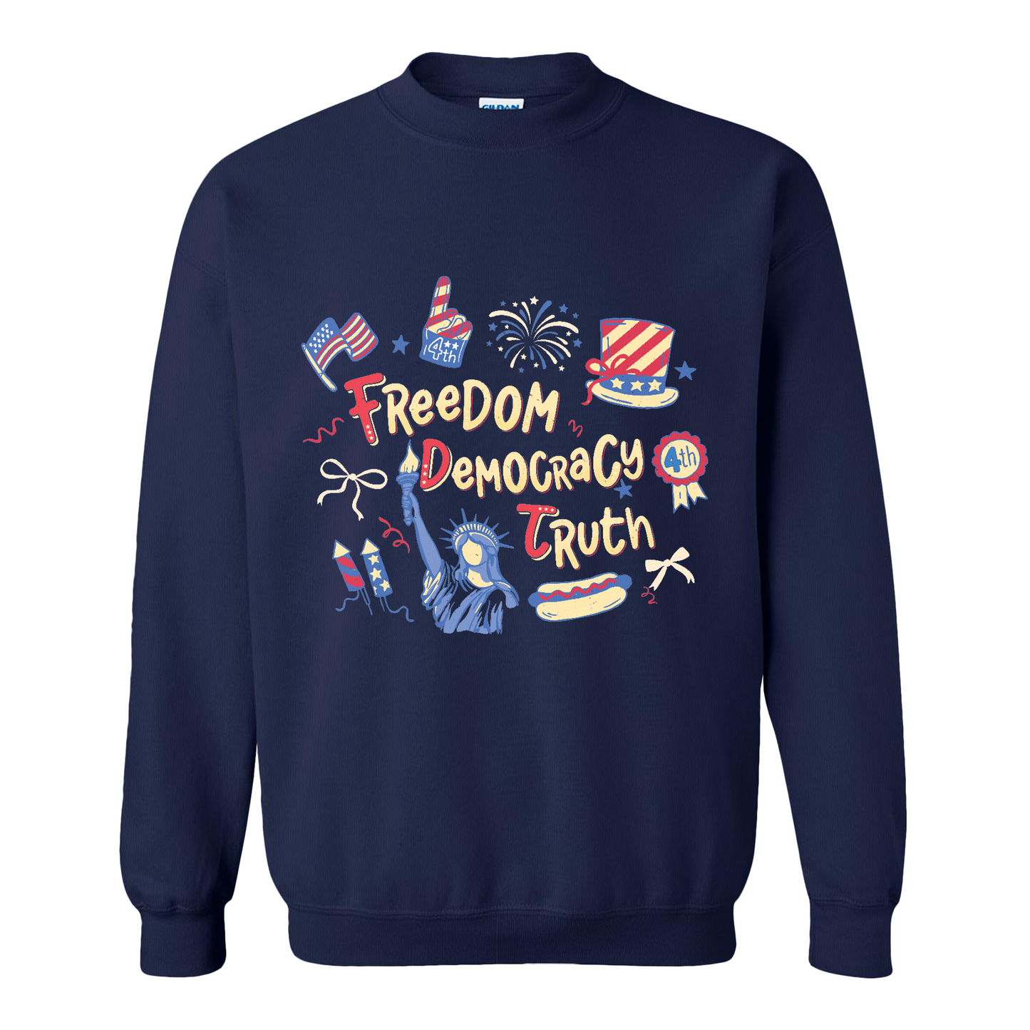 4th of July Sweatshirt, Patriotic Subtle 4th of July FDT Sweatshirt, Freedom Democracy Truth Sweatshirt