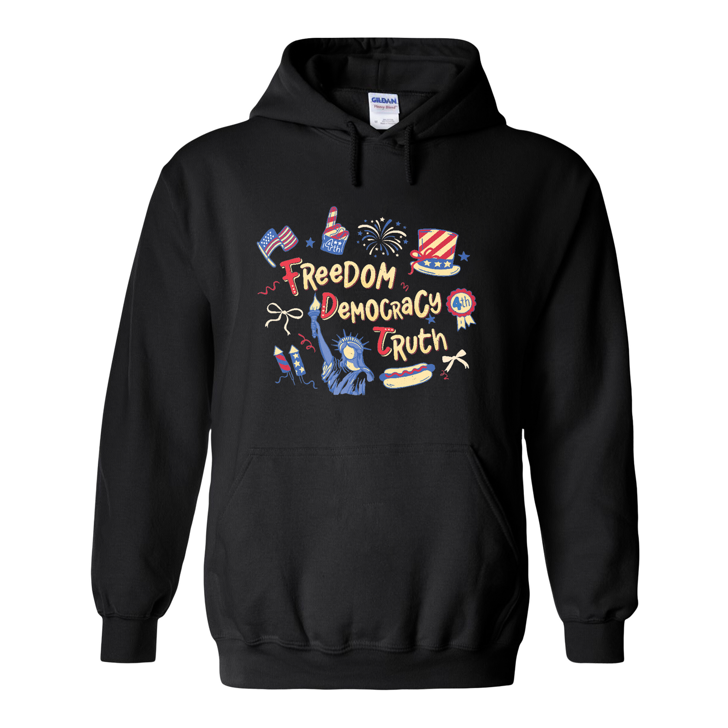 4th of July Hoodie, Patriotic Subtle 4th of July FDT Hoodie, Freedom Democracy Truth Hoodie