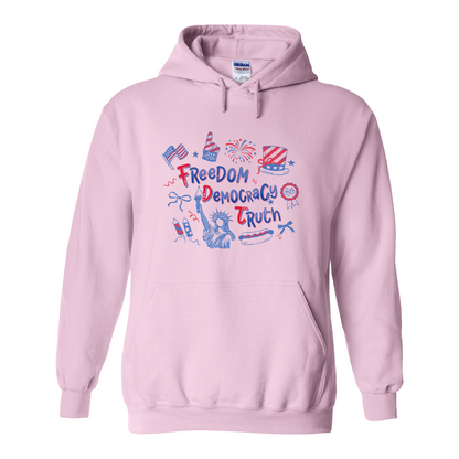 4th of July Hoodie, Patriotic Subtle 4th of July FDT Hoodie, Freedom Democracy Truth Hoodie