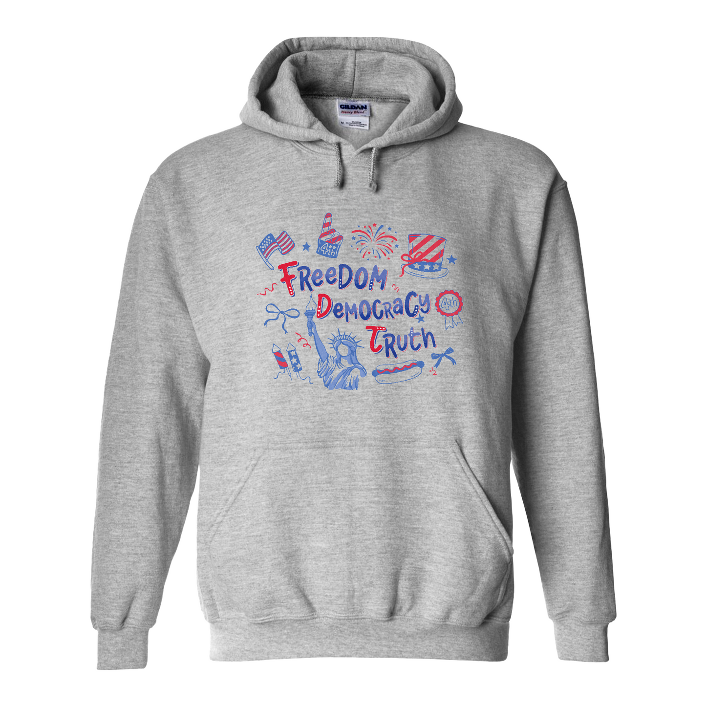 4th of July Hoodie, Patriotic Subtle 4th of July FDT Hoodie, Freedom Democracy Truth Hoodie