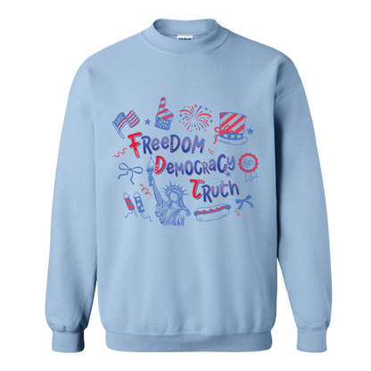 4th of July Sweatshirt, Patriotic Subtle 4th of July FDT Sweatshirt, Freedom Democracy Truth Sweatshirt