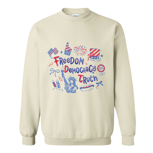 4th of July Sweatshirt, Patriotic Subtle 4th of July FDT Sweatshirt, Freedom Democracy Truth Sweatshirt