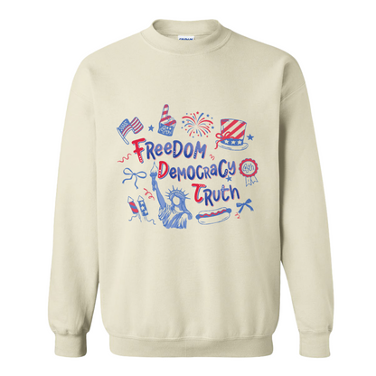 4th of July Sweatshirt, Patriotic Subtle 4th of July FDT Sweatshirt, Freedom Democracy Truth Sweatshirt