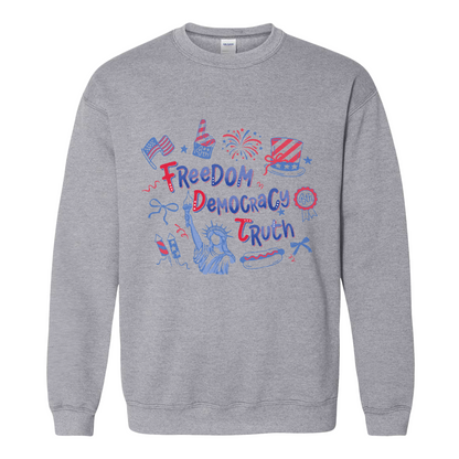 4th of July Sweatshirt, Patriotic Subtle 4th of July FDT Sweatshirt, Freedom Democracy Truth Sweatshirt