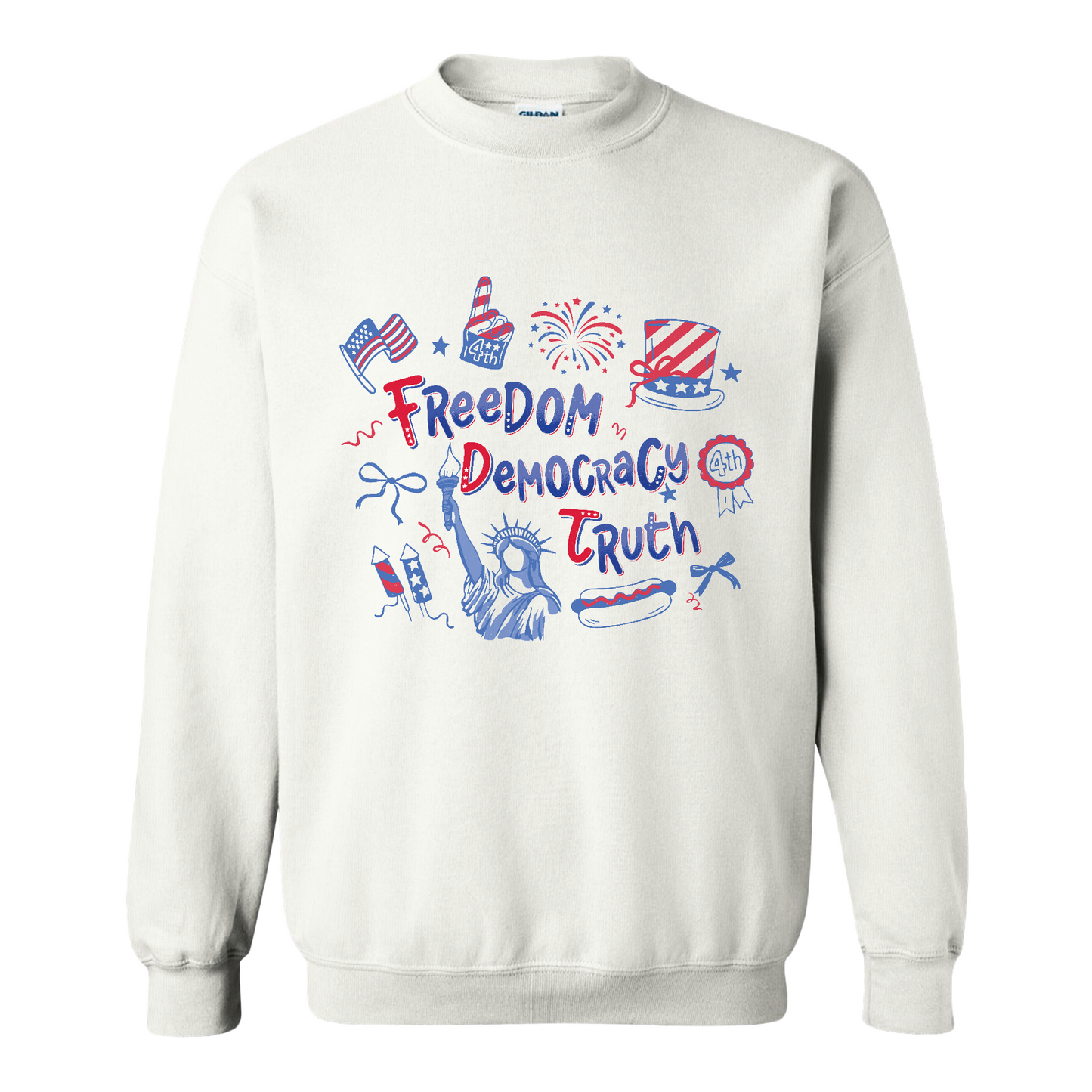4th of July Sweatshirt, Patriotic Subtle 4th of July FDT Sweatshirt, Freedom Democracy Truth Sweatshirt