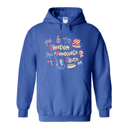 4th of July Hoodie, Patriotic Subtle 4th of July FDT Hoodie, Freedom Democracy Truth Hoodie