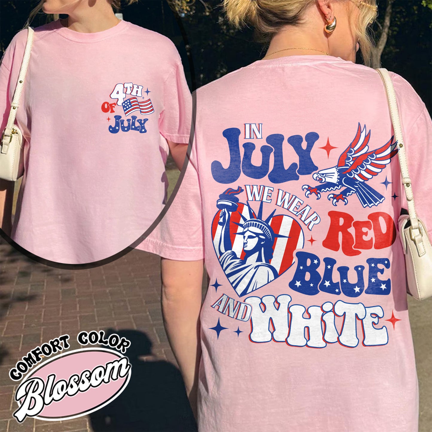 4th of July Comfort Color Shirt, in July We Wear Red White and Blue Shirt, Stars and Stripes Shirt