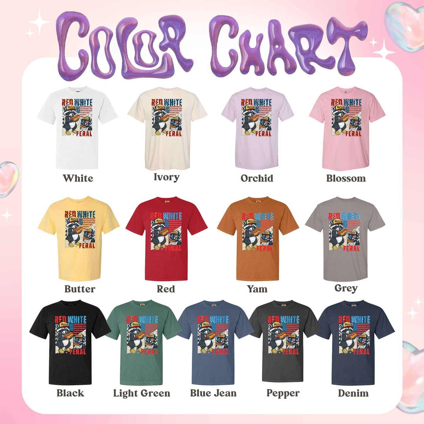 4th of July Party Comfort Colors Shirt, Feral Raccoon Tee Shirt Feral Girl, Red White and Feral Shirt