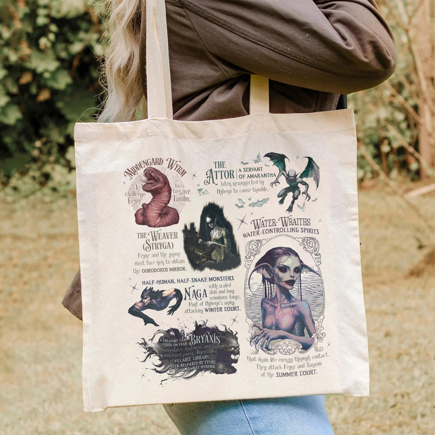 Acotar Tote Bag, Velaris City of Starlight Tote Bag, Feyre and Rhysand Tote Bag, Monster in Acotar Tote Bag