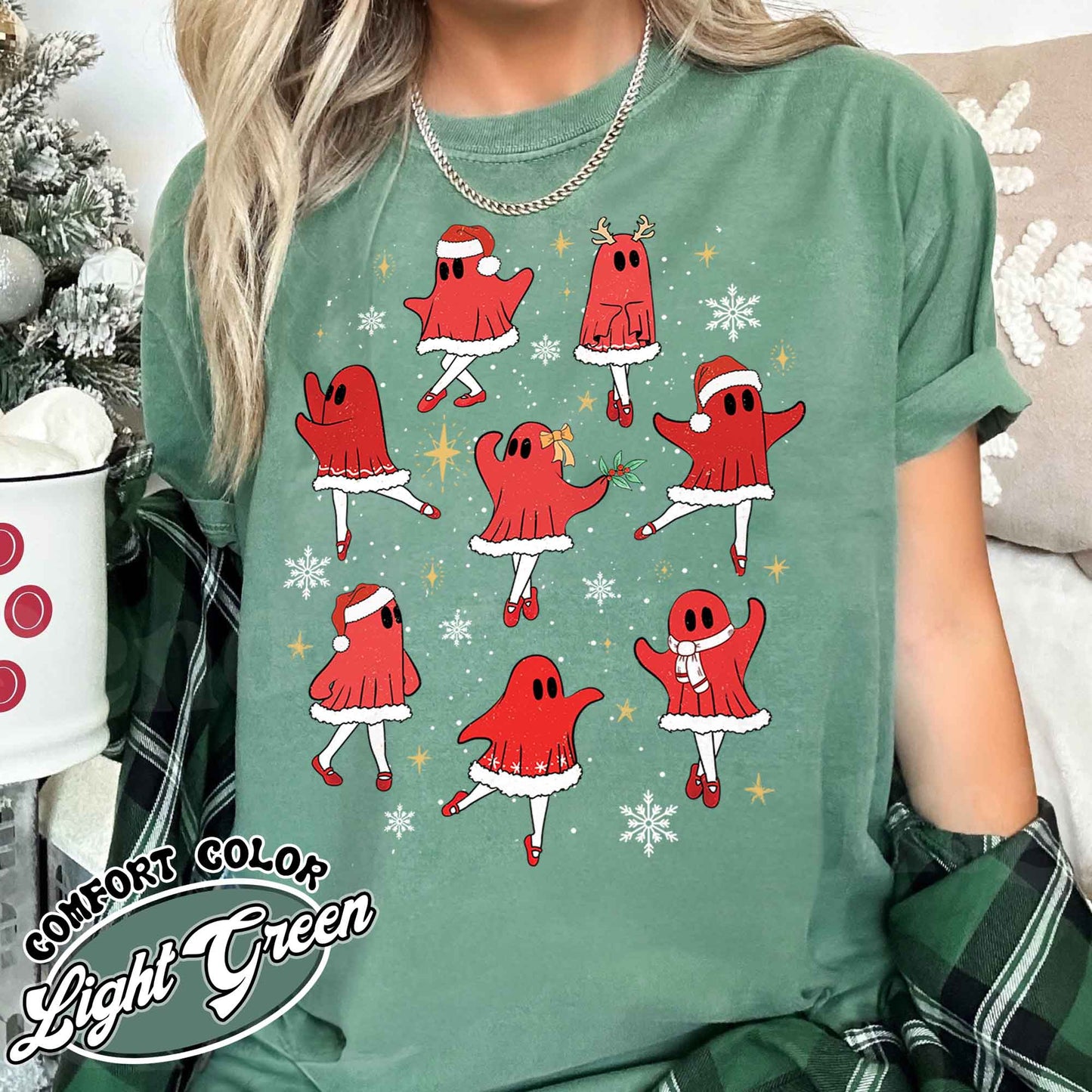 Ballet Ghost T-Shirt, Ballet Christmas Tshirt, Christmas Shirt for Dancer, Dance Teacher Christmas Shirt, Cute Christmas Ghost Shirt, Xmas Gift