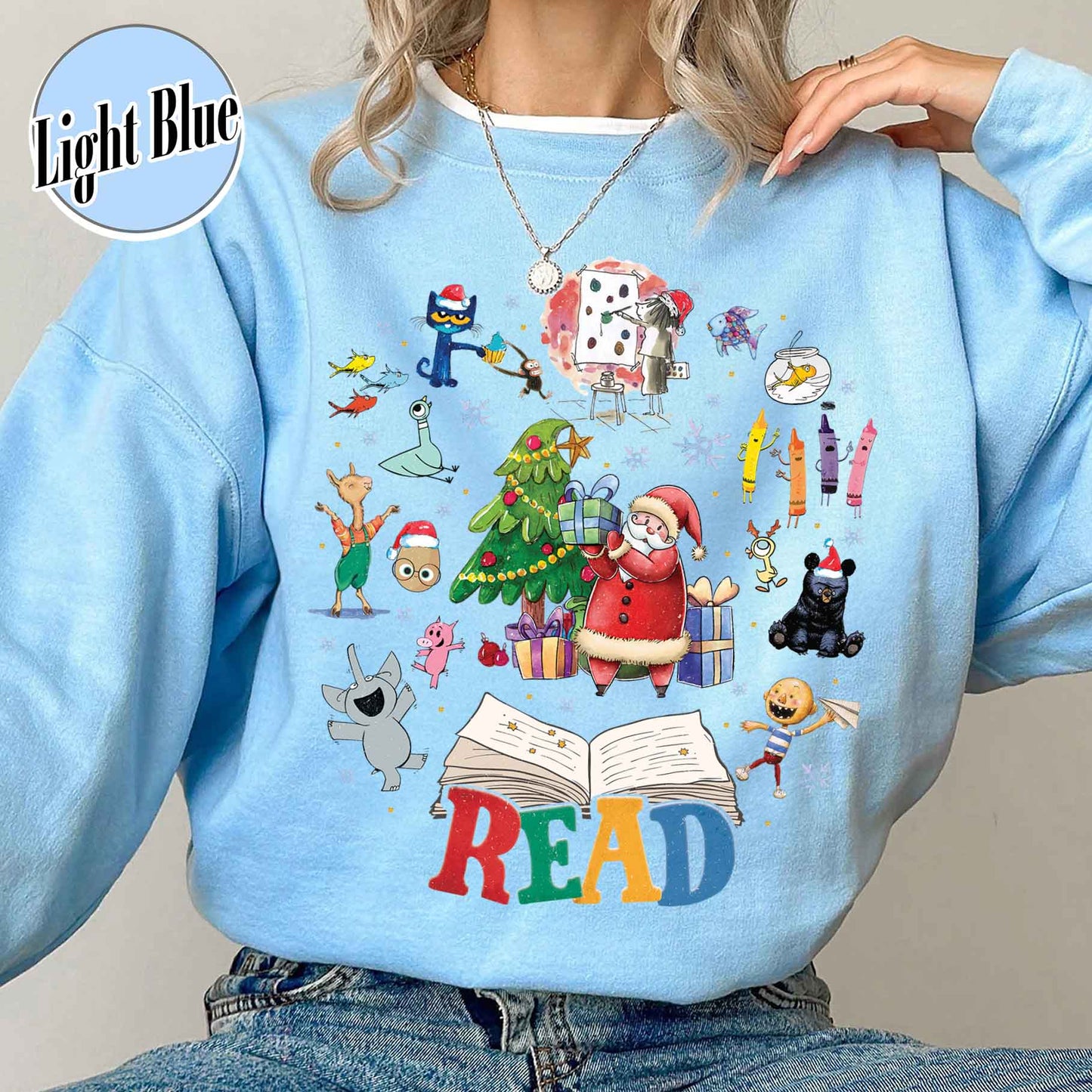 Read Children’s Books Teacher Sweatshirt, Christmas Teacher Shirt, Christmas Gift for Teacher, Teaching Tee, Teachers Day, Teachers Life Shirt