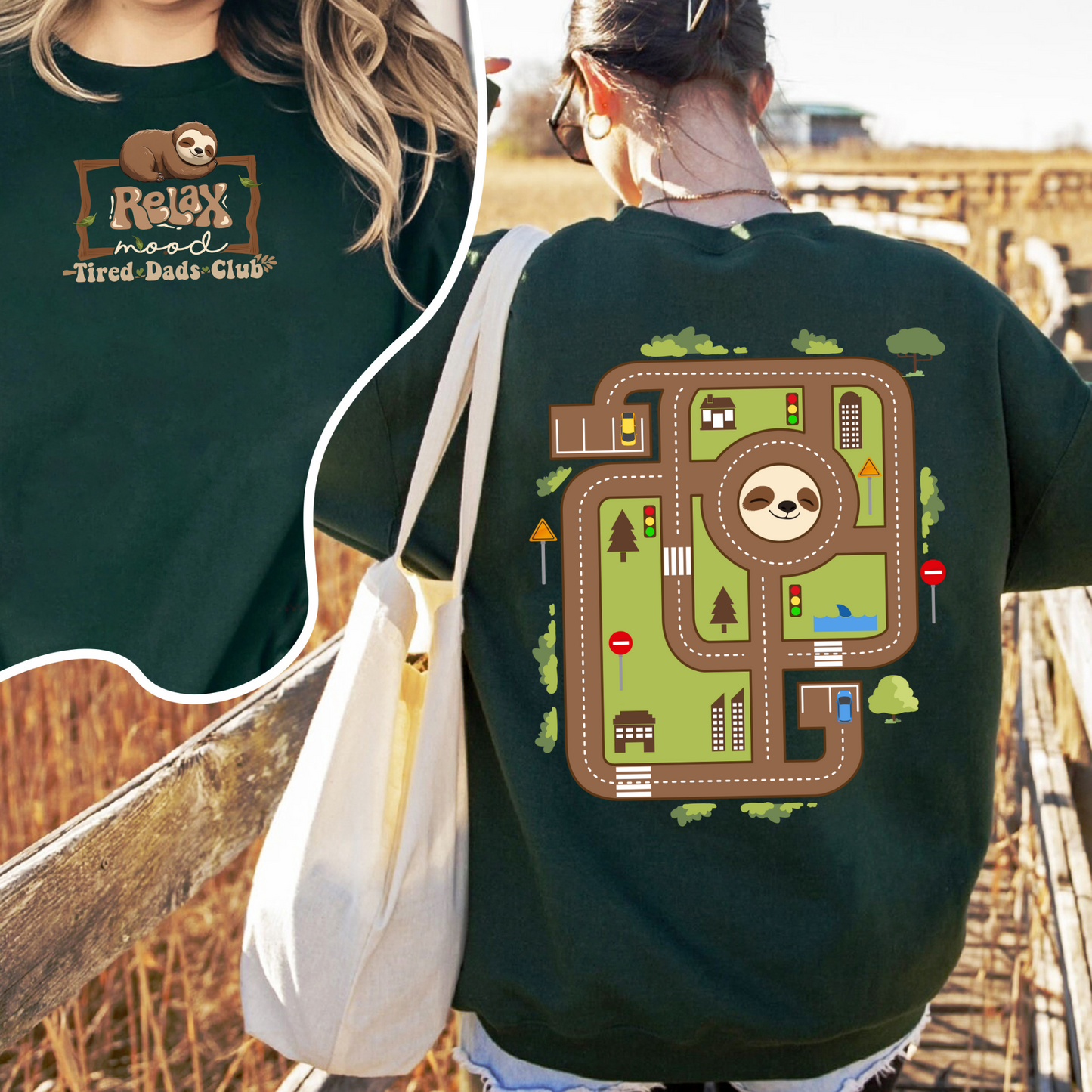 Race Car Track Sweatshirt for Dad, Race Track Sweatshirt for Dad, Racing Sweatshirt for Dad, Tired Dads Club Sweatshirt, Tired Dads Club, Toy Car Massage