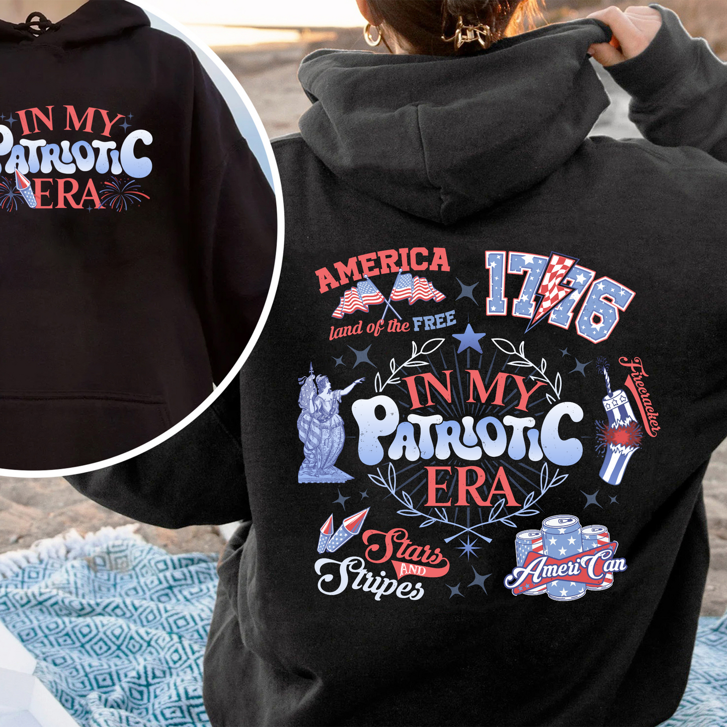 Patriotic Hoodie, America Retro Hoodie, Red White And Blue, Independence Day, Usa Flag, 4th Of July, Fourth Of July Hoodie
