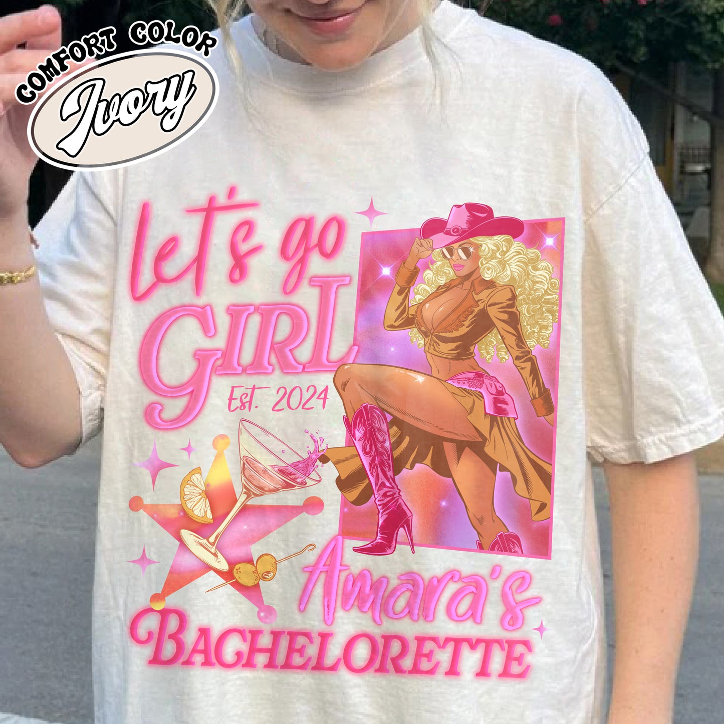 Lets Go Girls Cowgirl Shirt, Custom Name Bachelorette Shirts, Bridal Party Gifts, Gift for Bride, Bach Trip Shirts, Personalized Wedding Shirt