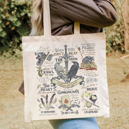 Six of Crows Tote Bag, Ketterdam Crow Club No Mourners No Funerals Tote Bag, Crows Before Bros Tote Bag