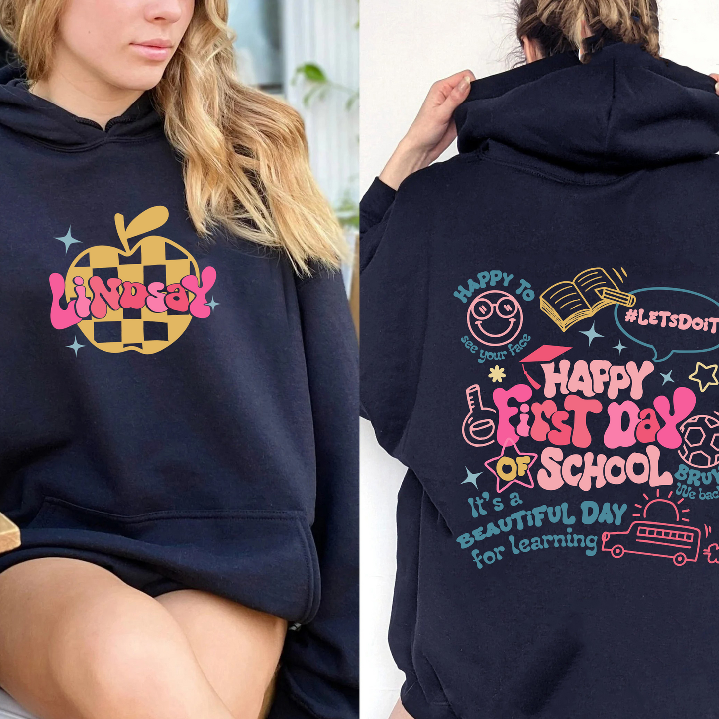 Happy First Day Of School Teacher Hoodie, Back To School Shirt For Teachers, Bruh We Back Teachers Hoodie, Custom Teacher Hoodie