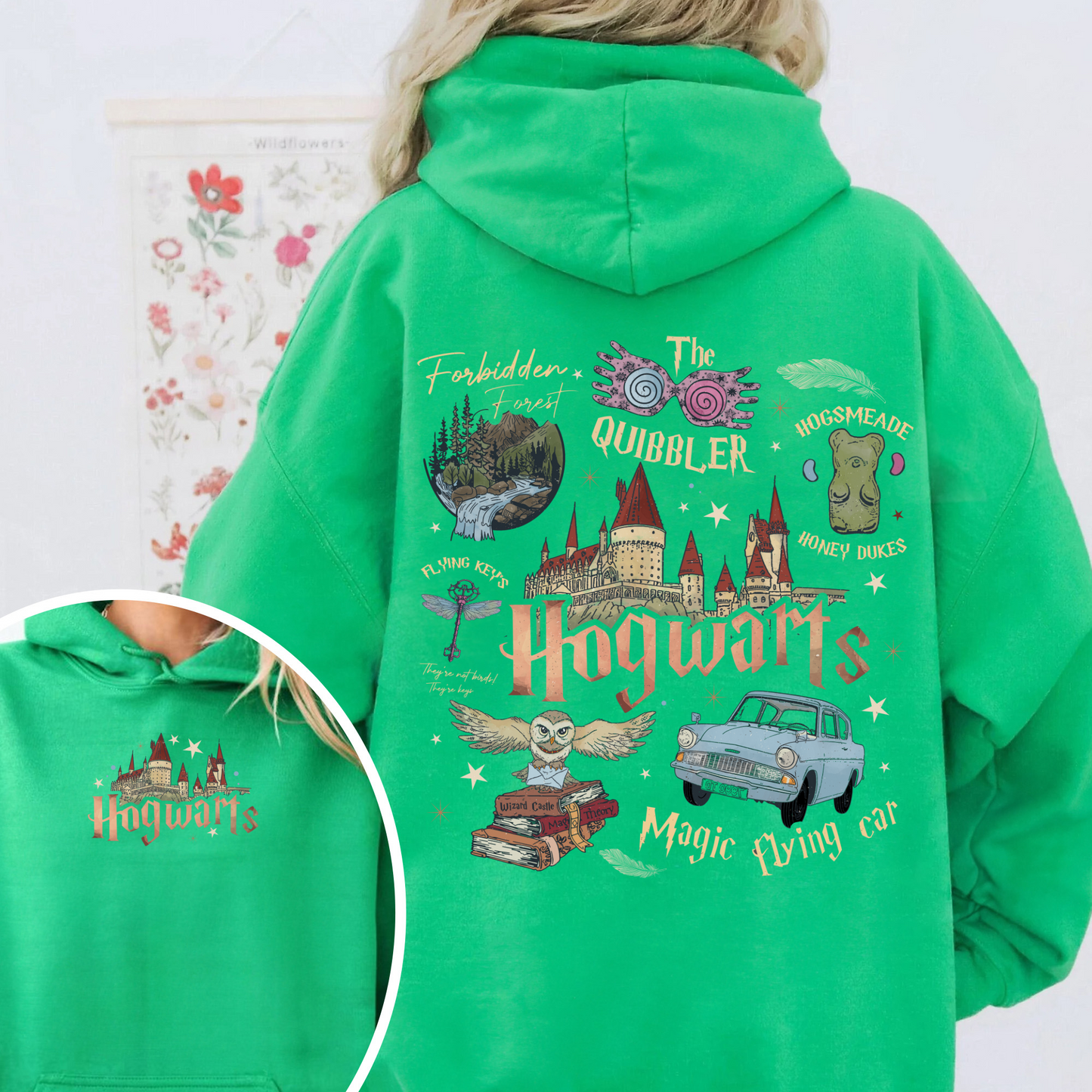 Wizard School Fandom Hoodie, Book Reading Magic Hoodie, Bookish Hoodie, Hp Inspired Two Sided Hoodie, Gift For Friends
