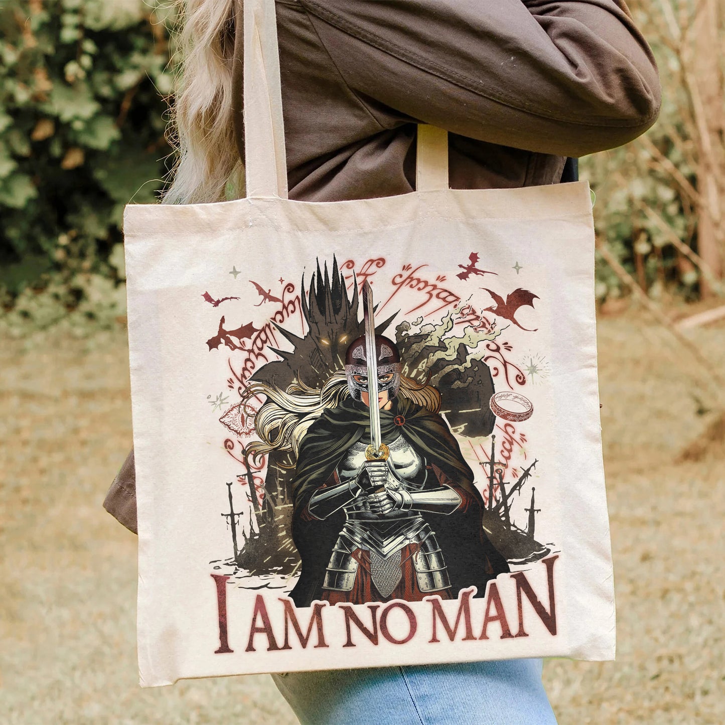 Fantasy Book Tote Bag, I Am No Man LOTR Collection