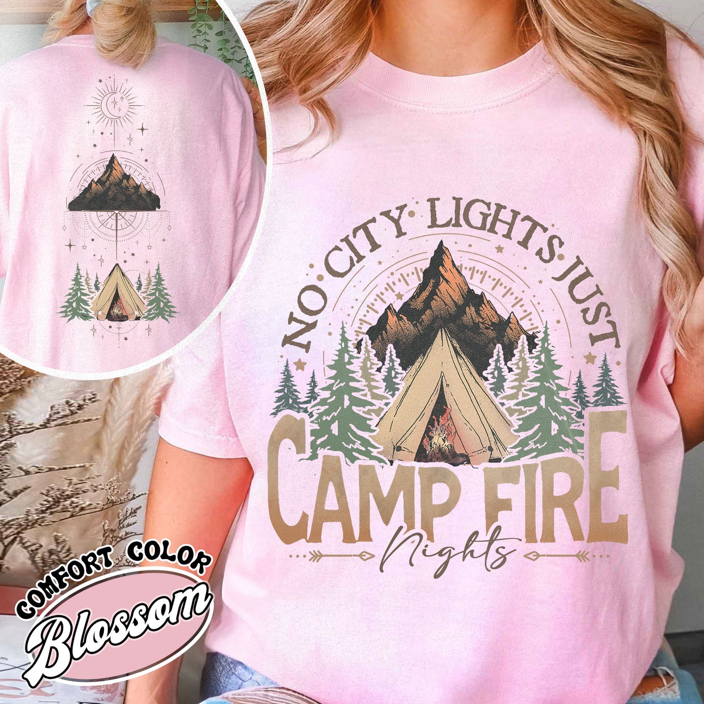 No City Lights Just Camp Fire Night Comfort Color Shirt, Camping Shirt, Camp Fire T-Shirts, Camping Mode, Travel Shirt, Adventure Shirt, Adventure Lover Shirt