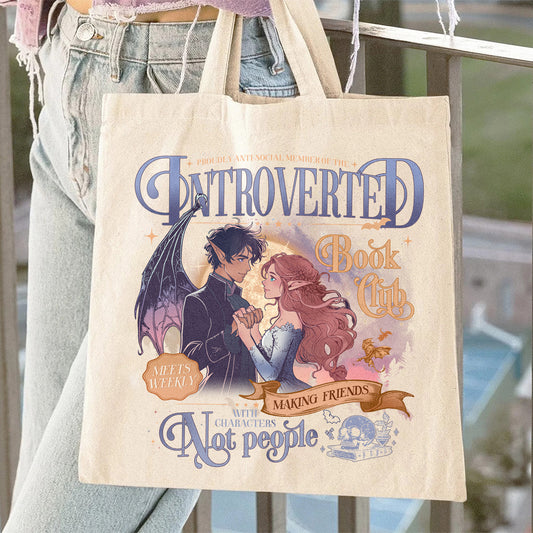 Introverted Reading Bag, Introverted Book Club Bag, Romantasy Readers Society, Introverted Book Club Bag, Antisocial Book Club Bag