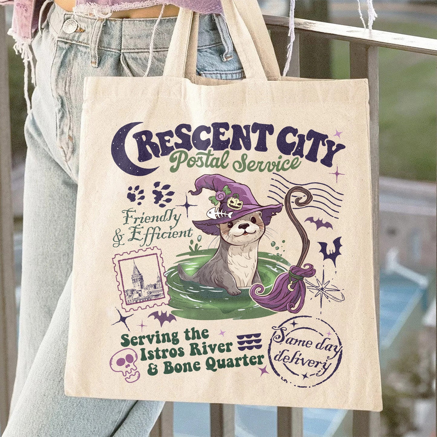 Crescent City Postal Service Bag, Halloween Book Bag, Read More Books Halloween Bag, Crescent City Merch, SJM Merch