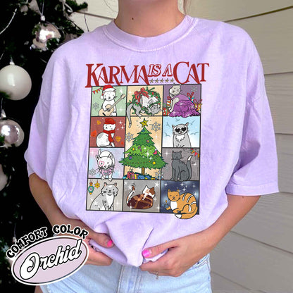 Karma Is a Cat Shirt, Kitten T-Shirt, Cat Lover Gift Tee, Concert Tee, Positive Quote Tee, Karma T-Shirt, Merry Swiftmas Shirt, Christmas Cat Tee