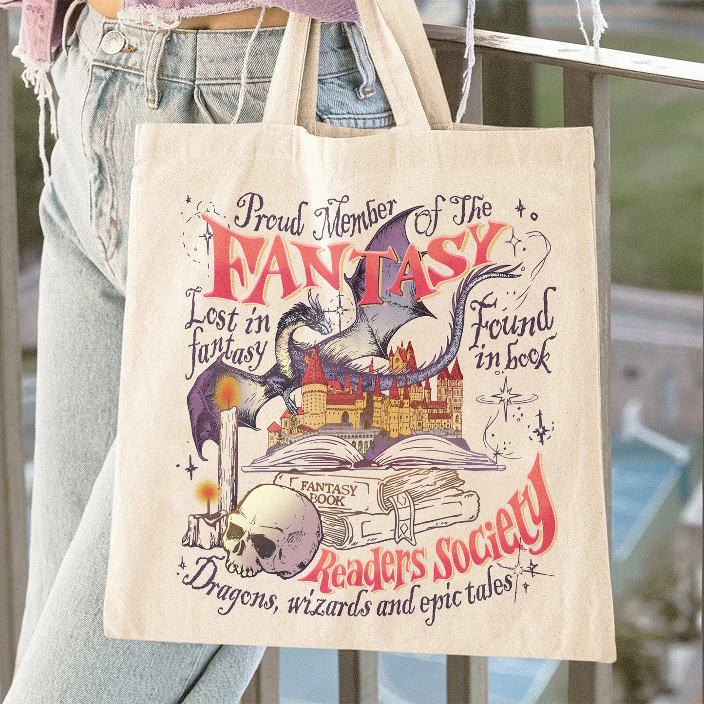 Fantasy Reader Society,Fantasy Reader Society Bag, Fantasy Reader Book Bag,Read Books Stay Weird, Romantasy Readers Society,Dragon Rider