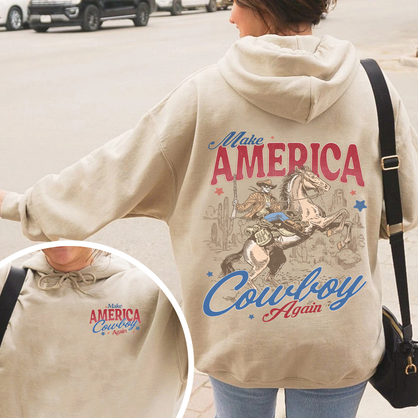 Make America Cowboy Again Hoodie, Make America Cowboy Again Hoodie, 4th of July Shirts, 4th of July Hoodie, 4th of July Western Hoodie