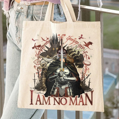 Fantasy Book Lover Tote bag, I Am No Man bag, Fantasy Dragon Bookish bag