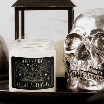 A Book a Day Keeps Reality Away Candle, Fantasy Book Candle, Gift for Reader, Book Lover, House of Dragon Candle, Book Club Candle, Dragon Candle