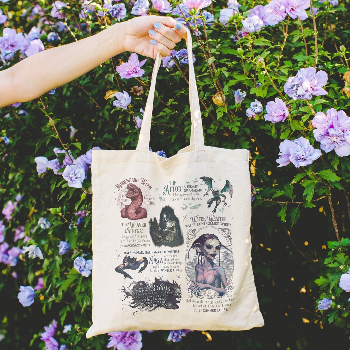 Acotar Tote Bag, Velaris City of Starlight Tote Bag, Feyre and Rhysand Tote Bag, Monster in Acotar Tote Bag