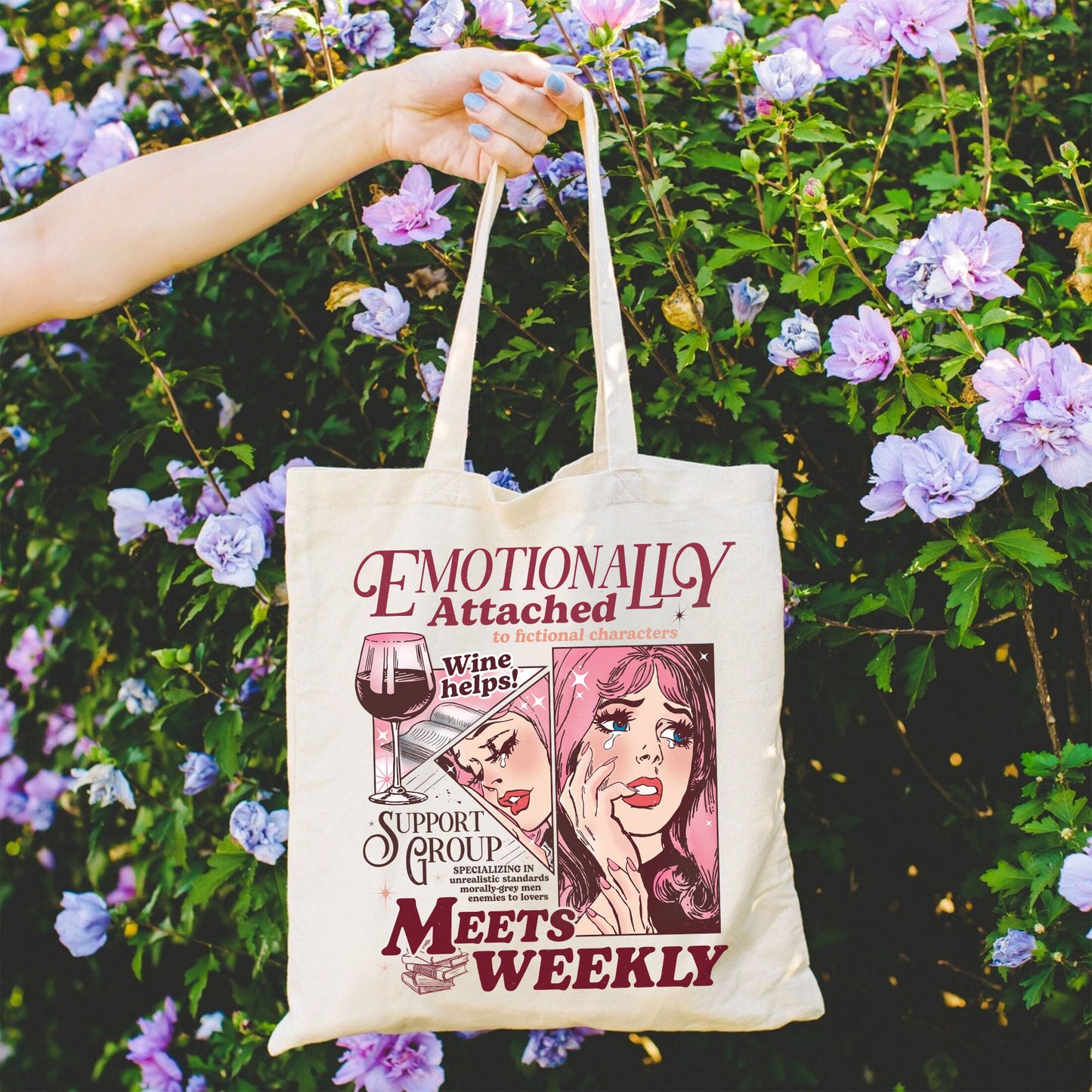 Emotionally Attached To Fictional Characters Bag, Retro Bookish Bag, Book Lover Bag, Romance Reader, Morally Grey Enemies To Lovers