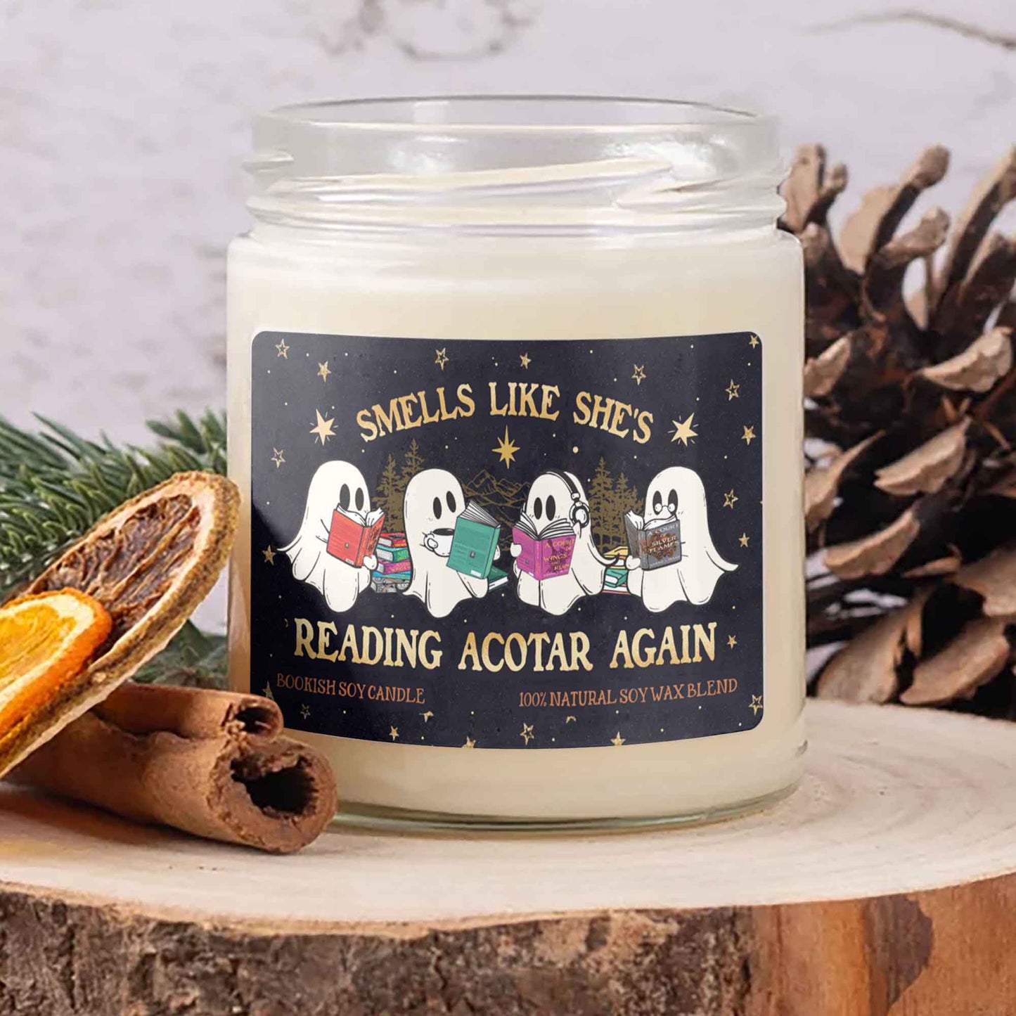 Smells Like She’s Reading Acotar Again Candle, BOO Read Book Candle,Spooky Readers Candle,Romance Reader Candle, Acotar Candle,Gift for Reader