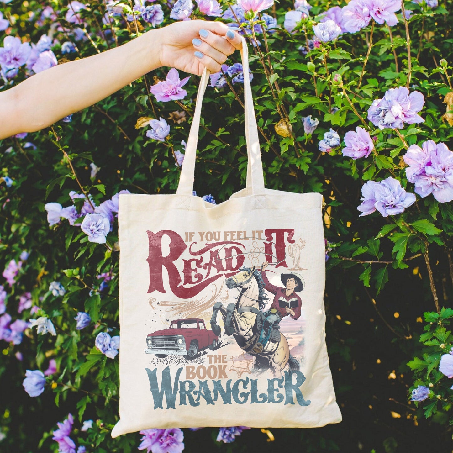 Book Wrangler Tote Bag, Bookish Cowboy Bag, Western Book Lover Bag, Country Bookish Bag Bookish Gift for Her, Book Lover