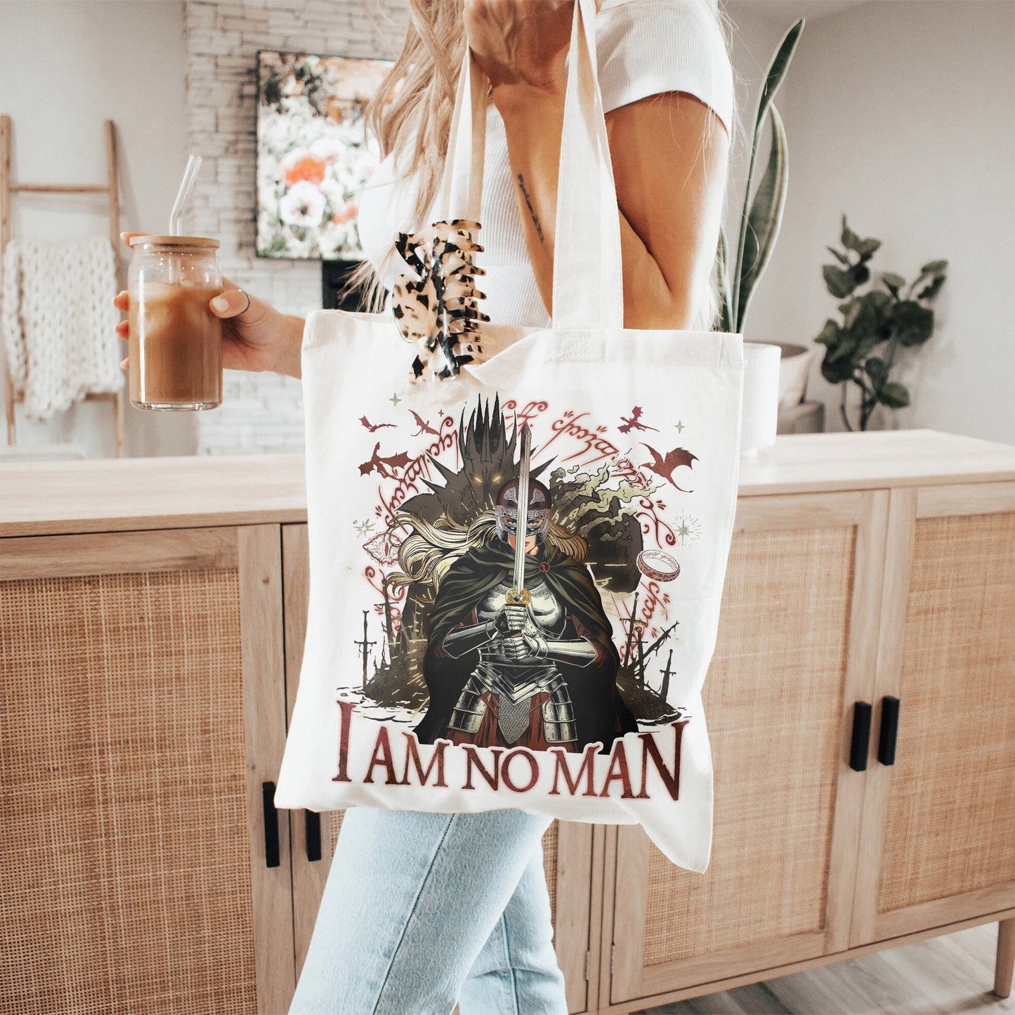 Fantasy Book Tote Bag, I Am No Man LOTR Collection