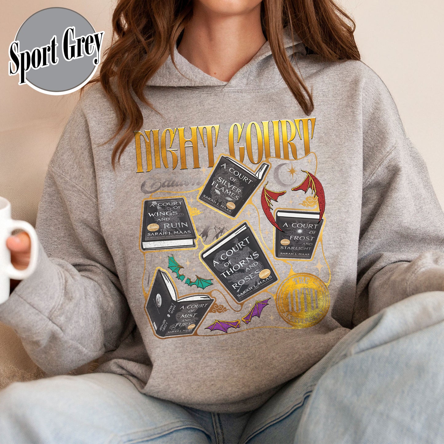 ACOTAR the Night Court 10th Anniversary Edition Hoodie, SJM Merch, Gift for Book Lover