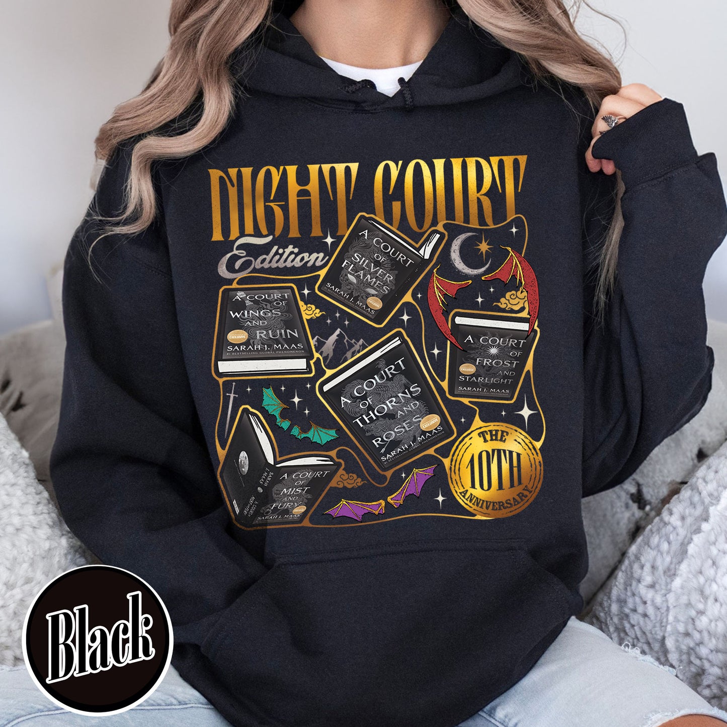 ACOTAR the Night Court 10th Anniversary Edition Hoodie, SJM Merch, Gift for Book Lover